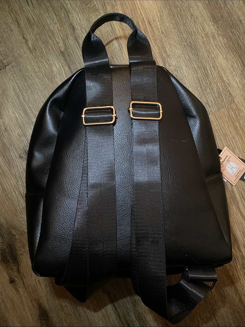 Alexis Bendel Black Faux Leather Backpack with Gold Hardware NWT - Picture 4 of 6